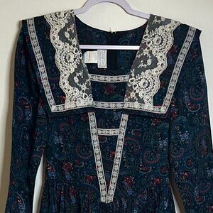 Vintage GUNNE SAX JESSICA MCCLINTOCK Prairie Ditsy Floral Paisley Dress Size 9